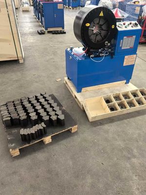 Hidráulico elétrico 4 polegadas 4-102 mm Cor azul Modelo básico Modelo mais curto Modelo 4 camadas mangueira Grande tamanho Máquina de enrolar mangueira trenzada industrial 4 Kw Estrutura compacta