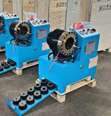 Crimpador de mangueira hidráulica elétrica de 2 "DX68 de cor azul claro sem ferramentas de molde de troca rápida de 6 mm a 51 mm Tensão diferente, precisão de 10 matrizes e eficiência de 200 unidades por hora