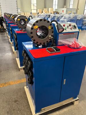 Bom preço. Força de crimpagem de 2 polegadas 600T, cor azul, tamanho de friso, alcance de 2,5 polegadas com ferramentas de molde de mudança rápida, máquina de crimpagem de mangueira de borracha com faixa de 6-51 mm e 10 matrizes intercambiáveis on-line