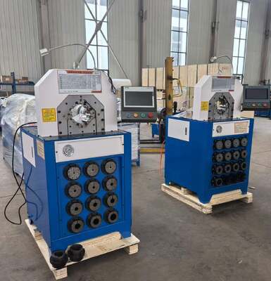 Bom preço. Máquina de crimpagem de mangueira hidráulica super espessa de 3 polegadas Modelo 220v/380v com força de crimpagem de 2800KN Sistema de controle PLC/botão e faixa de crimpagem de 6-76mm 15 matrizes on-line