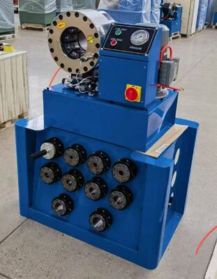 Faixa de crimpagem de 2 polegadas de até 51 mm de cor azul Máquina de friso de mangueira hidráulica Botton Control Systerm com ferramenta de molde de mudança rápida e rack e 10 matrizes intercambiáveis